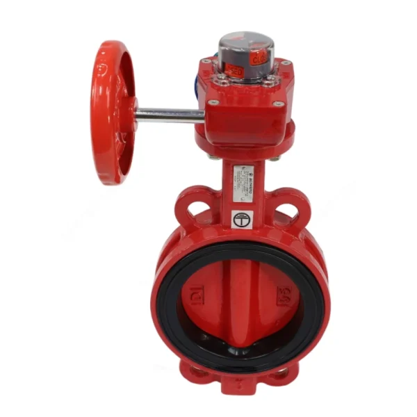 Затвор дисковый поворотный чугун межфл диск чугун манжета EPDM с редуктором с концевыми выключателями FBV-RA Benarmo