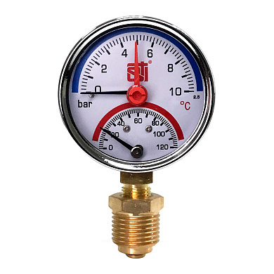 Термоманометр радиальный STI ∅63 120°C 10 bar УП (G½")