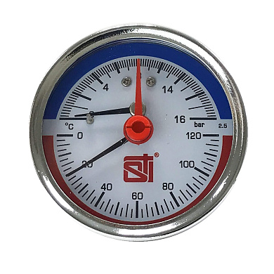 Термоманометр аксиальный STI ∅63 120°C 16 bar УП (G½")
