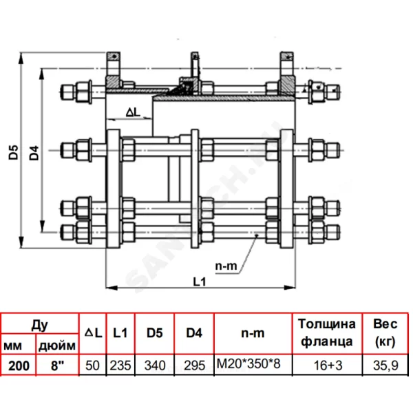 Вставка демонтажная JT4203 Ру10 Tecofi